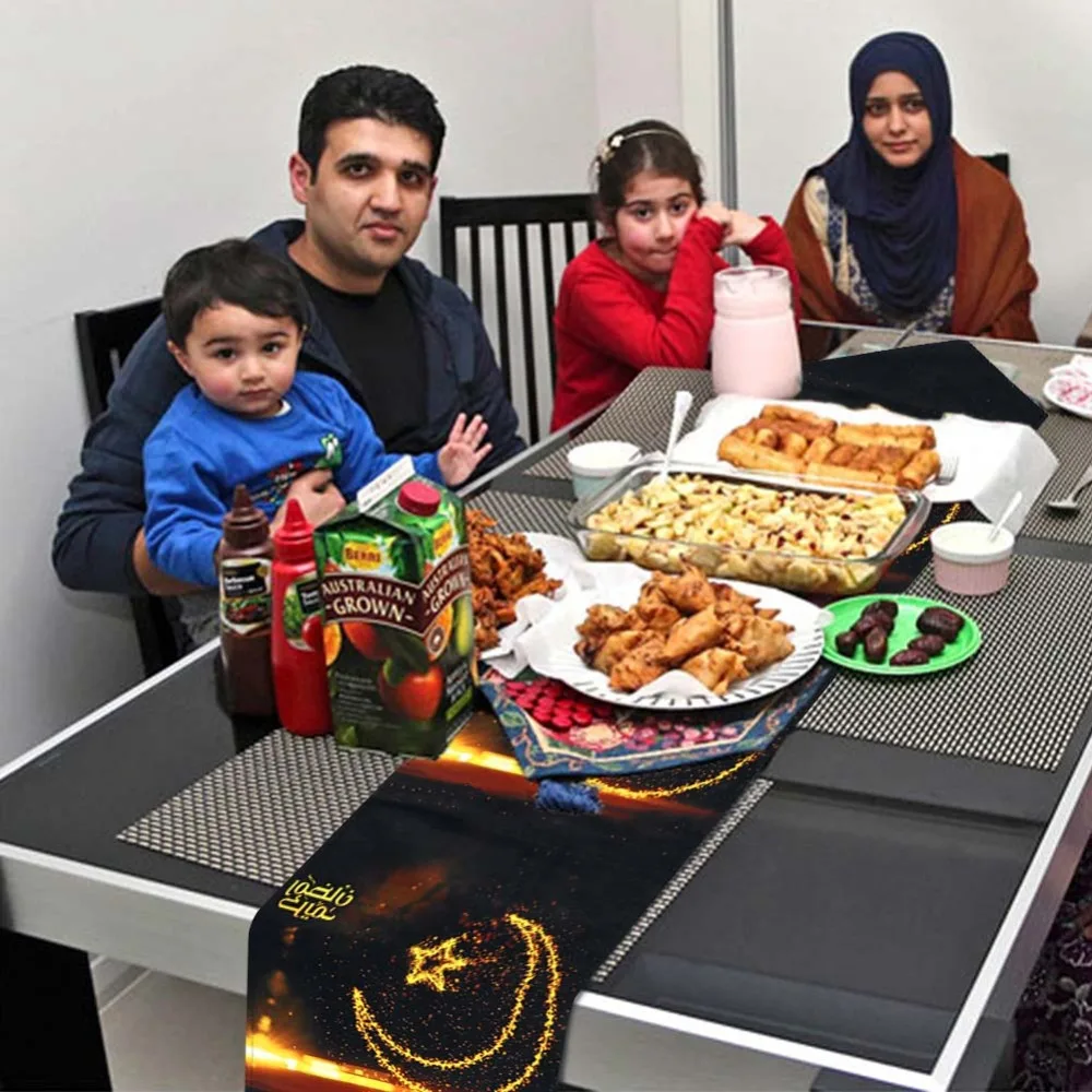 OurWarm 32x180 см Eid Mubarak пожелания украшение для стола Рамадан Kareem счастливый ИД 2019
