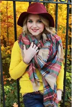 140x140cm Za winter acrylic cashmere tartan plaid scarf brand blanket shawl pashmina wrap stole for Lady