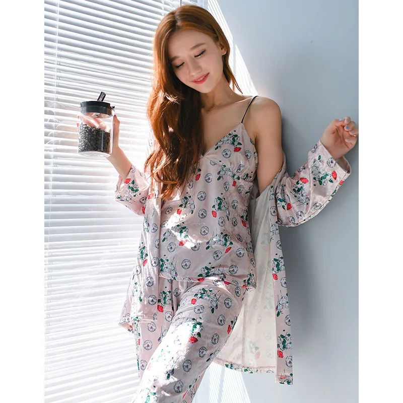 JULY'S SONG Женский бархатный пижамный комплект из 3 предметов, теплое ночное белье, пижама с цветочным принтом, зимняя одежда для сна, длинные штаны с длинными рукавами