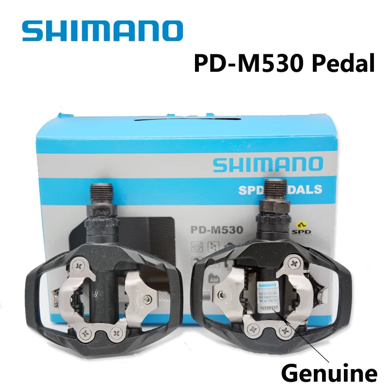 

Genuine Shimano PD-M530 SPD MTB Trail MTB Clipless Pedals with Cleats Black white cycling Pedals