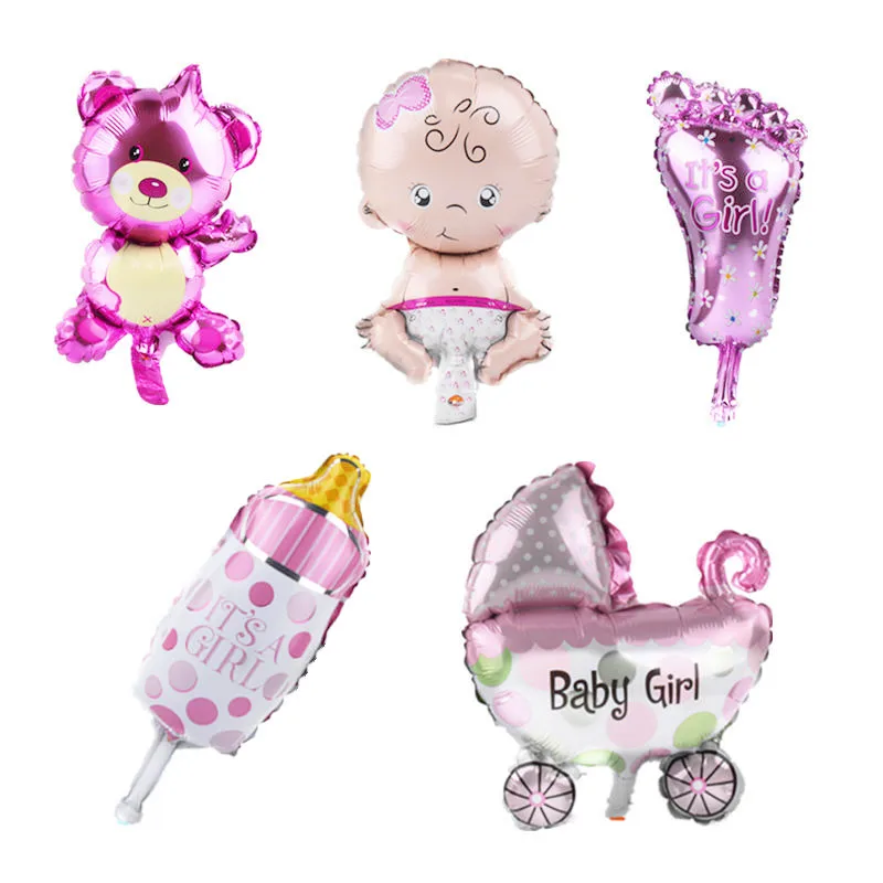 Free Shipping 5pcslots Set Cute Boys Girls Aluminum Balloons Baby Birthday Party Decorations wholesale | Дом и сад