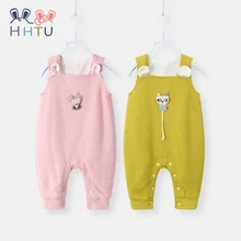 HHTU/комбинезоны для малышей; сезон весна-осень; детские штаны для мальчиков и девочек; детские комбинезоны; цвет желтый, розовый; теплая одежда для младенцев