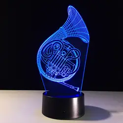 2017 новые 3D Sax светодиодный большие рога Спальня настольная лампа сенсорный USB 7 цветов Изменение ночник детский подарок на день рождения