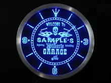 ncqu tm Personalized Name Biker s Skull Garage Motorcycle Neon Sign LED font b Clock b