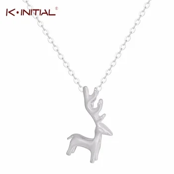 1Pcs 925 Silver Fashion Charm Deer Necklaces&Pendants Animal Horn Statement Jewelry For women Chain Necklace Accessories Gift