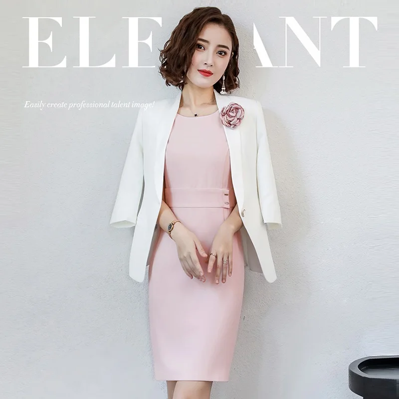

Business Suits,Women Civility Formal Dress Suits,2018 New,Office Lady Beautician Suit Set,Elegant Fashion Host Uniforms,F2