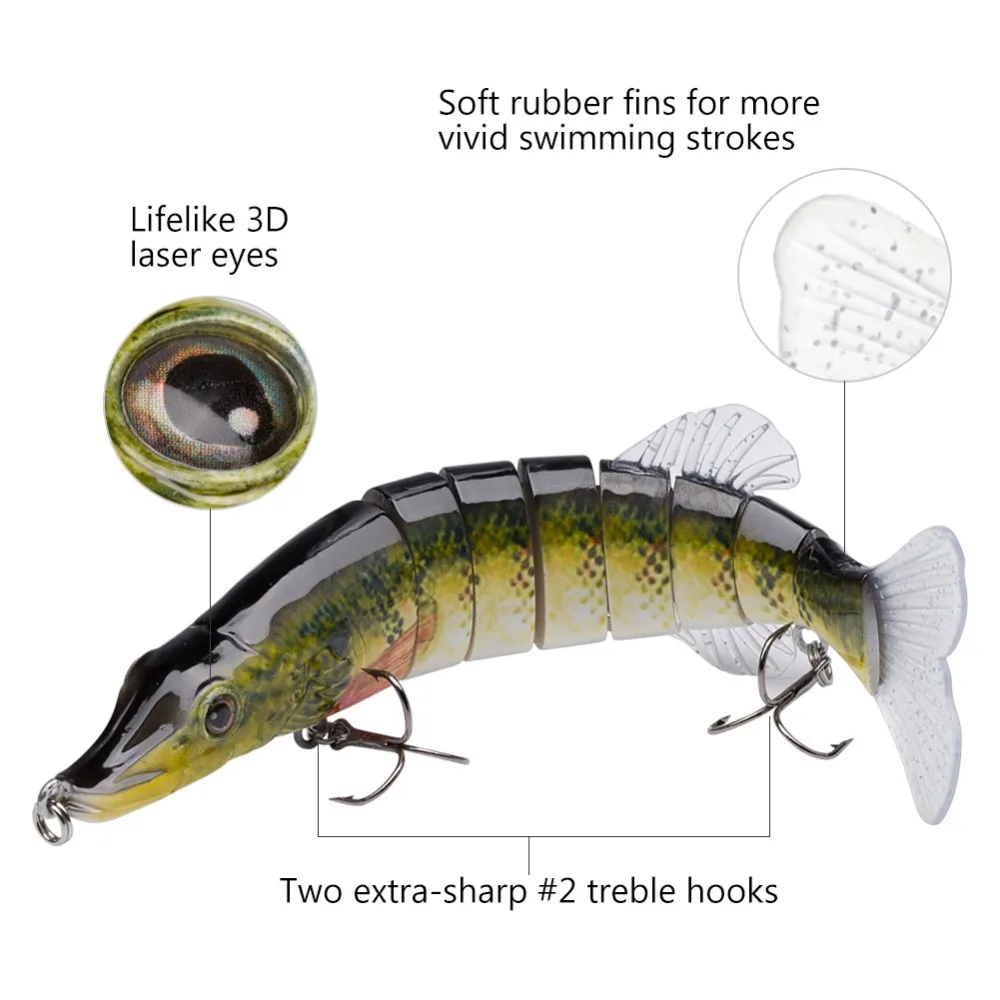 Bassdash Swimbaits мульти шарнирные кренкбейты Твердые Bluegill Щука приманка для пресной воды морской окунь игра рыбалка, 3-Pack, 20 см/70 г