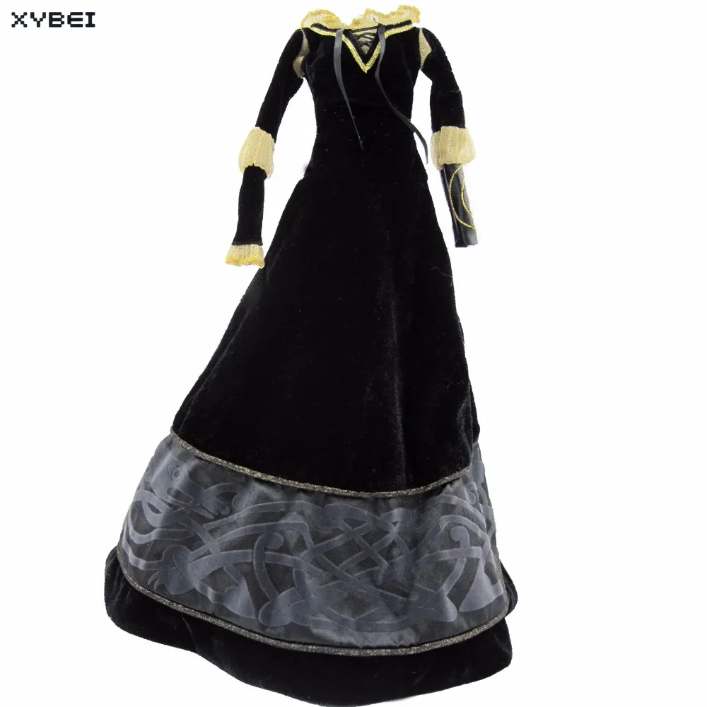 

High Quality Fairy Tale Dress Copy Brave Merida Outfit Black Long Sleeves Clothes For 17" Doll Accessories Dollhouse Toys