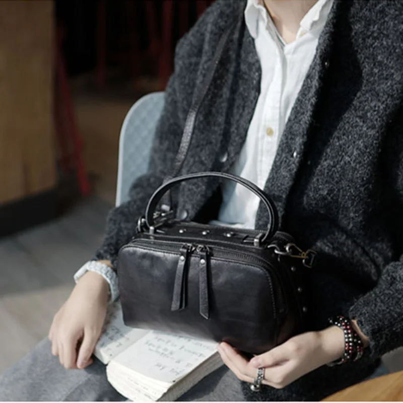 AETOO Shaped retro handmade cowhide bag, lady leather shoulder-shouldered handbag, casual small simple women's bag