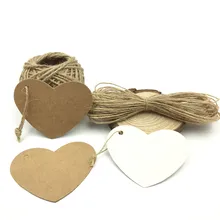 100 pçs/lote Jardinagem Etiquetas Etiquetas De Papel Kraft Branco e Marrom Do Casamento Do Coração Nota Em Branco Preço Pendure Tag Decoração Do Casamento 6.5*5cm