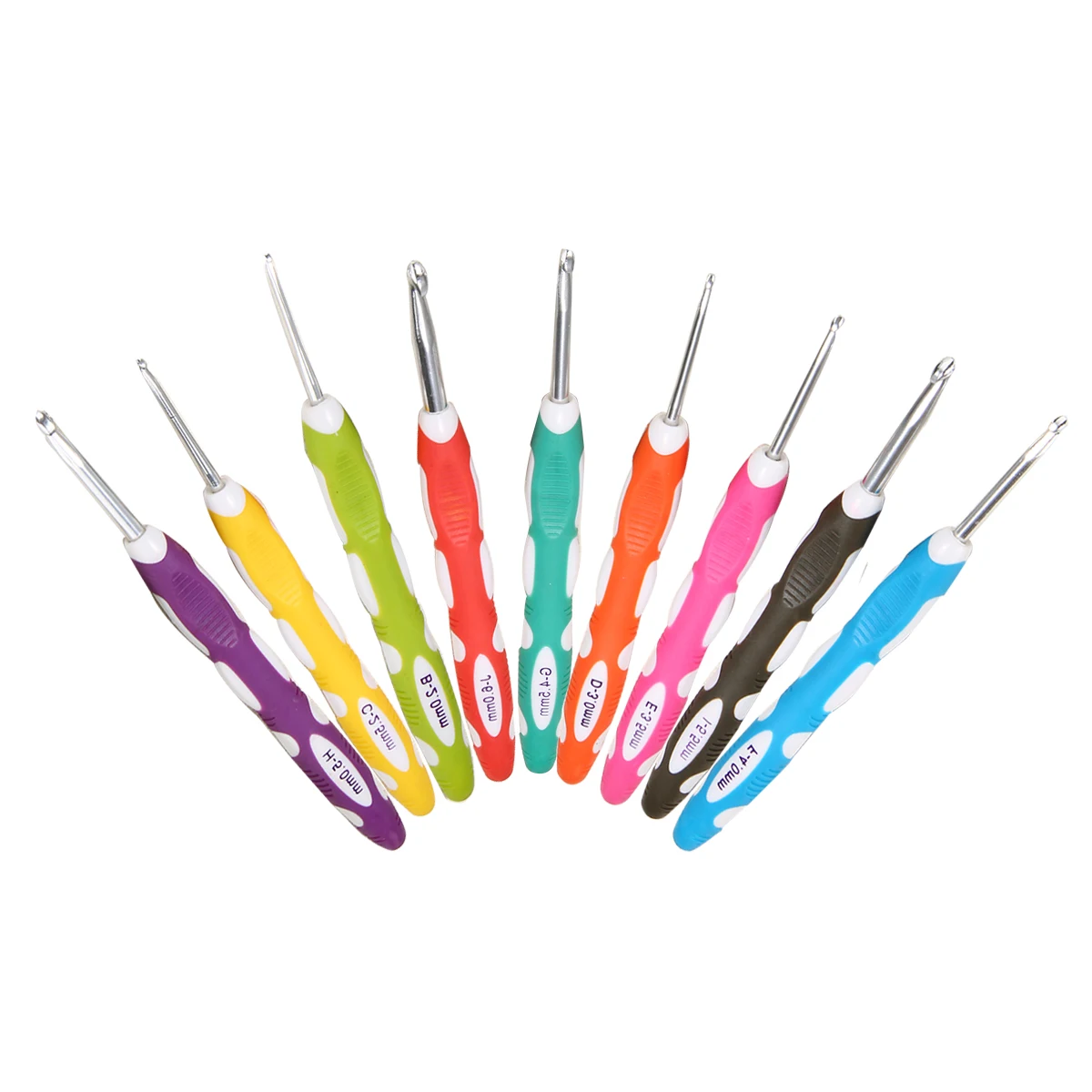 9pcs/set 2-6mm 165mm Multi Colour Plastic Aluminum Crochet Hooks Yarn Knitting Needles Set  for DIY Craft Tools Yarn Weave Craft
