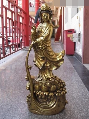 

bi002753 Tibet Buddhist Temple bronze Gilt Dripping Kwan-yin Bodhisattva buddha Statue