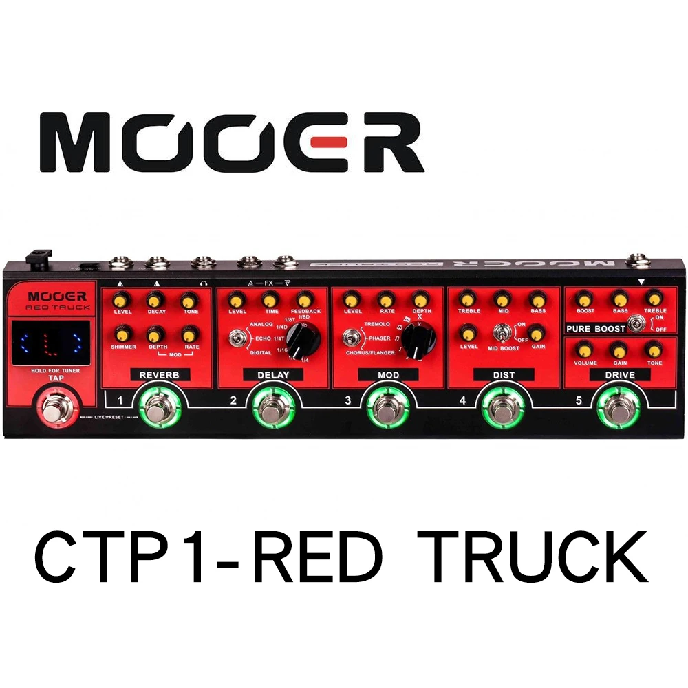 MOOER CPT1 красный грузовик комбинированная Педаль Эффекта овердрайв с точностью гитары педаль тюнера