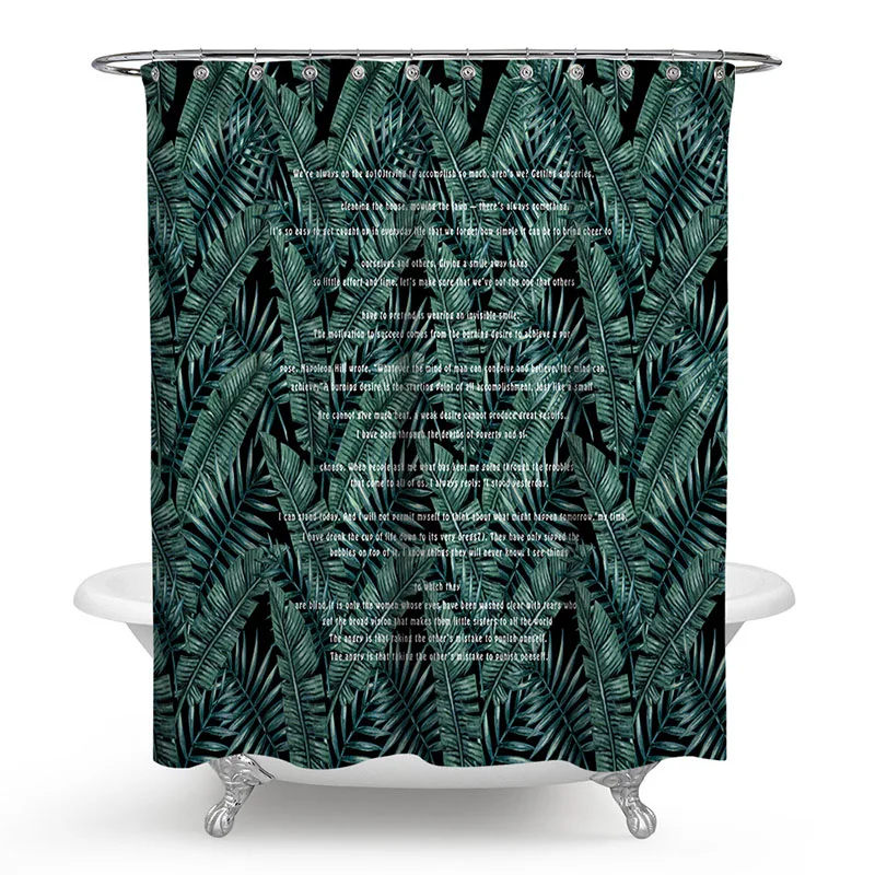 

Polyester Shower Curtain 3D Painted Letter Palm Leaves Shower Curtain Bath Screens Bath Scenery Waterproof Bathroom Curtain