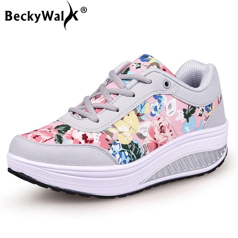 

2023 Autumn Women Casual Shoes Fashion Breathable Walking Wedge Shoes Women Sneakers Printed Ladies Shoes Tenis Feminino WSH3302