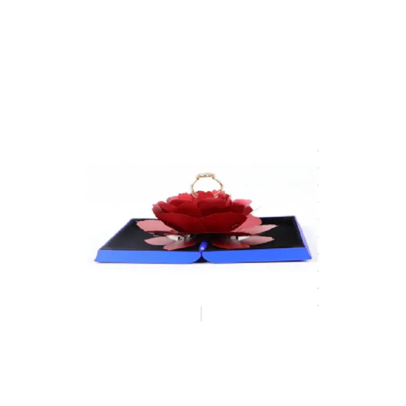 Складная Вращающаяся коробка для колец в форме цветка розы на день рождения, День Святого Валентина, коробки для демонстрации ювелирных изделий - Цвет: C