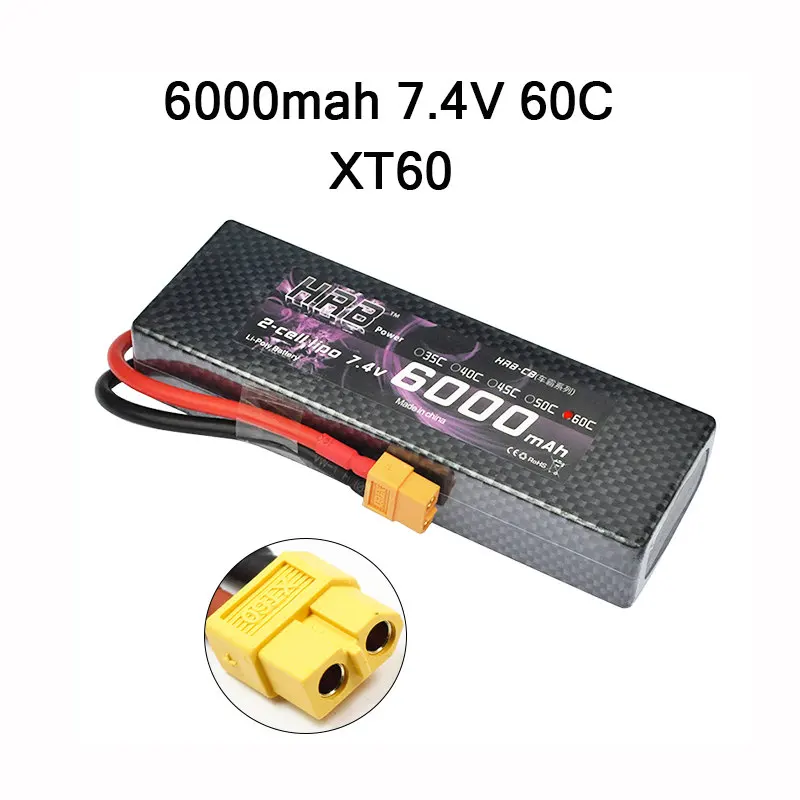 Hrb RC Lipo 1 S 2 S 3 S 4S 5S 3,7 V 7,4 V 11,1 V 14,8 V 18,5 V Батарея 1500 mah 2200 mah 3300 mah 4200 mah 5000 mah 5200 mah 6000 mah 10000 mah - Цвет: 2S 6000mah 60C X6 HC