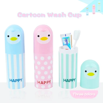 

1pc Creative PP Cartoon Portable Water Bottle Toothbrush Holder Storage Cup Travel Organizer Necessary Camping Household