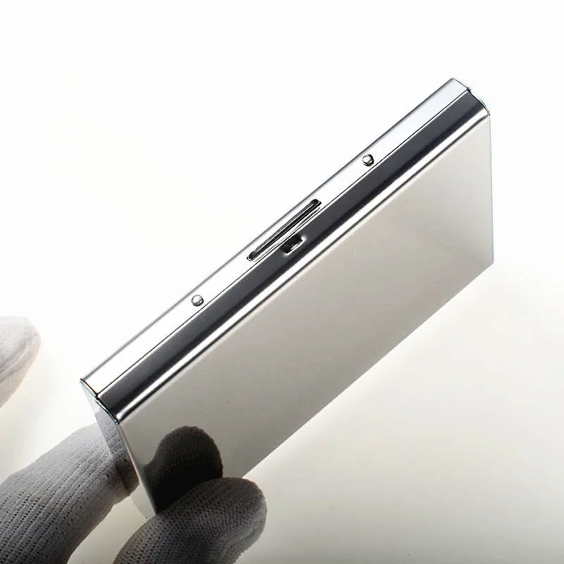 QOONG Custom Lettering Stainless Steel RFID Blocking Business Men Women Credit ID Card Holder Metal Card Case Travel Card Wallet QOONG Custom Lettering Stainless Steel RFID Blocking Business Men Women Credit ID Card Holder Metal Card Case Travel Card Wallet