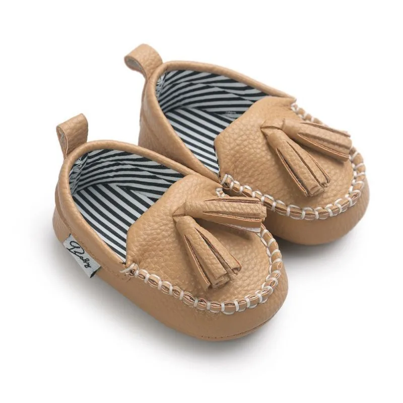Детские PU кисточкой Кулон кожа детские мокасины новорожденных печати принцесса детские Нескользящие обучения обувь