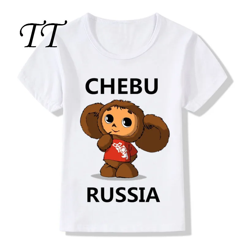 

Russian Cartoon Cheburashka Design Children's Funny T-shirts Baby Boys/girls Chebu Russia Tops Tees Kids Summer Clothes,ooo5167