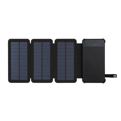 Солнечное зарядное устройство 10000 мАч портативное зарядное устройство солнечная панель двойной USB внешний аккумулятор универсальный внешний аккумулятор с светодиодный светильник для iPhone - Цвет: Black with 3 solar