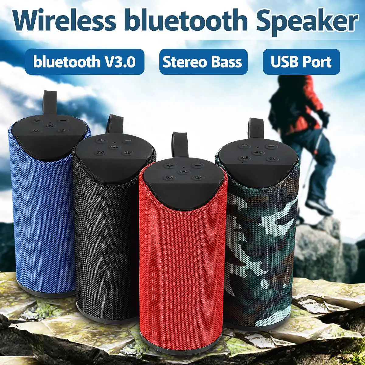 

Outdoor Portable Wireless bluetooth Speaker Column Stereo Bass Mini Subwoofer Loudspeaker Music Surround Soundbar Box Waterproof