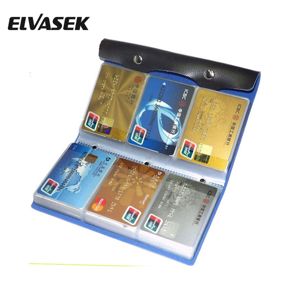 

ELVASEK On Sale Card Bags Name ID Business Card Holder High Quality Women &Men Leather 108 Bank Credit Card Case LS4059