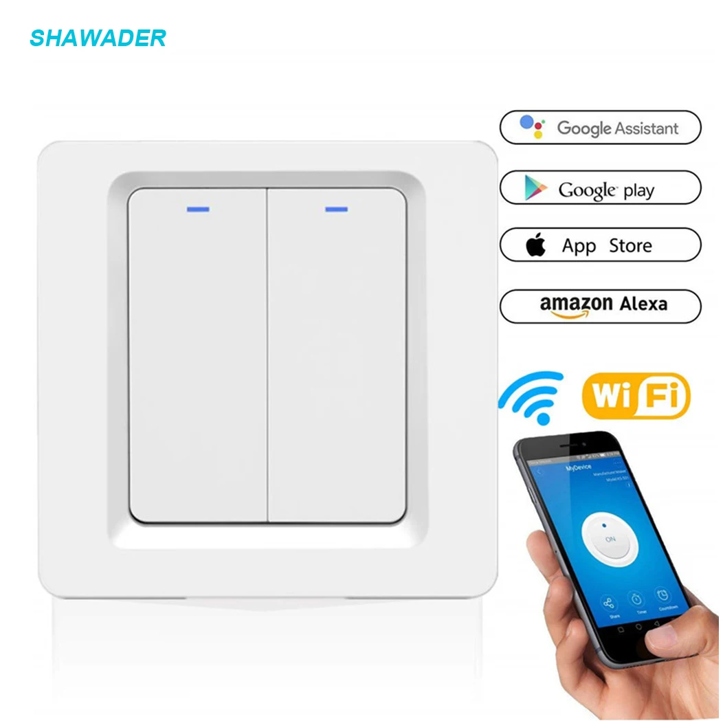 

WiFi Smart Light Switch ONE/Double/THREE Way Remote Control Works Compatible with Alexa Google Assistant for Home Hotel Office