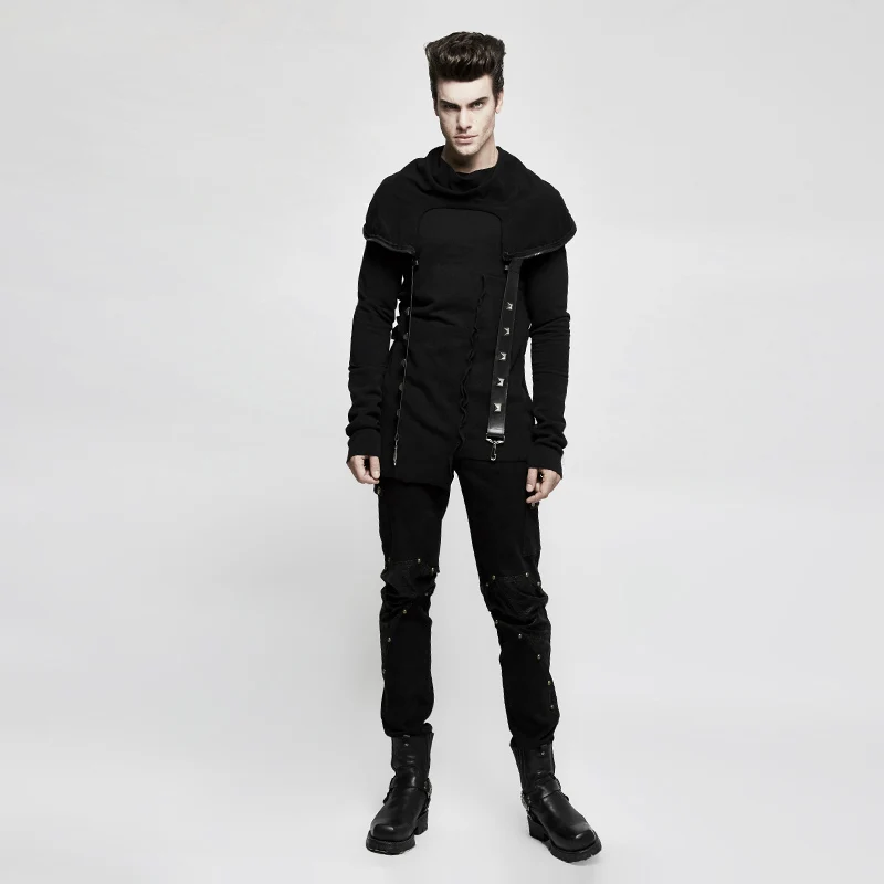Punk Rave Rock Cotton Men Jacket Hoodie Black Cotton Long Sleeve Gothic Rock Motocycle Top Mens Jackets and Coats Hip Hop Style