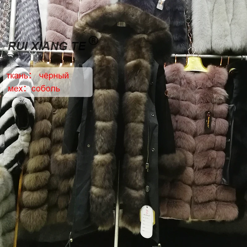 Женское пальто с натуральным мехом роскошное теплое пальто с меховой модный парки зимой одежда с капюшоном шуба