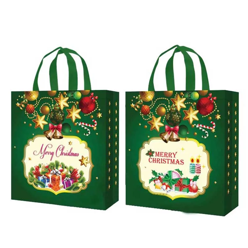 

8Pcs Nov-Woven Pattern Printed Christmas Holiday Gift Bags Durable Party Supplies H99F