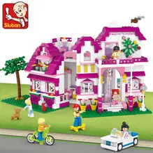 0536 SLUBAN Girl Friends Sunshine Villa Model Building Blocks Classic Enlighten DIY Figure Toys For Children Compatible Legoe
