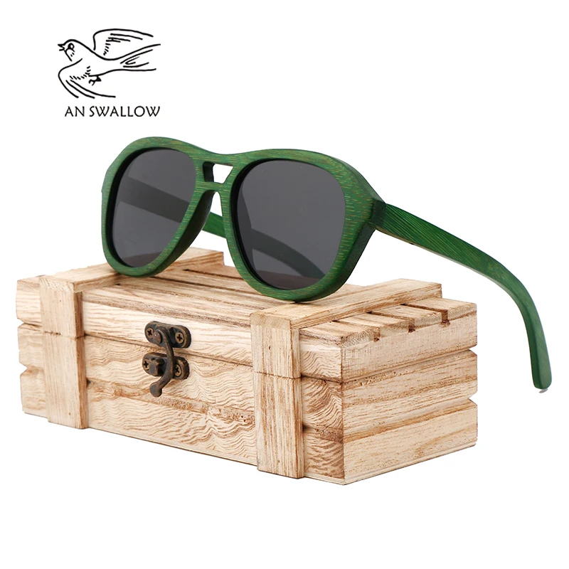 

AN SWALLOW Real Wood Sunglasses Polarized Wooden Glasses UV400 Bamboo Sunglasses Brand Wooden Sun Glasses With Wood Case