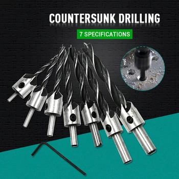

3-10mm Three-Pointed Woodworking Countersunk Head Drill High Speed Steel Reaming Drill Bit Woodworking Chamfering Machine Drill