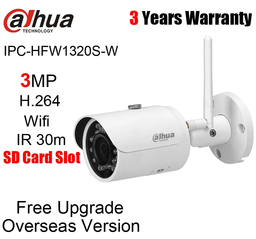 Dahua 3MP Мини Wifi цилиндрическая IP камера IPC-HFW1320S-W Беспроводная H.264 IR 30m IP67 сетевая камера DH-IPC-HFW1320S-W с логотипом