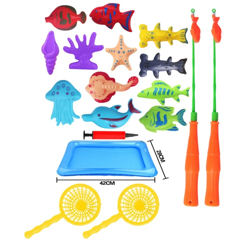 

Children's 18pcs/Set Magnetic Fishing Parent-Child Interactive Toys Game Kids Fish Baby Bath Toys Outdoor Toy