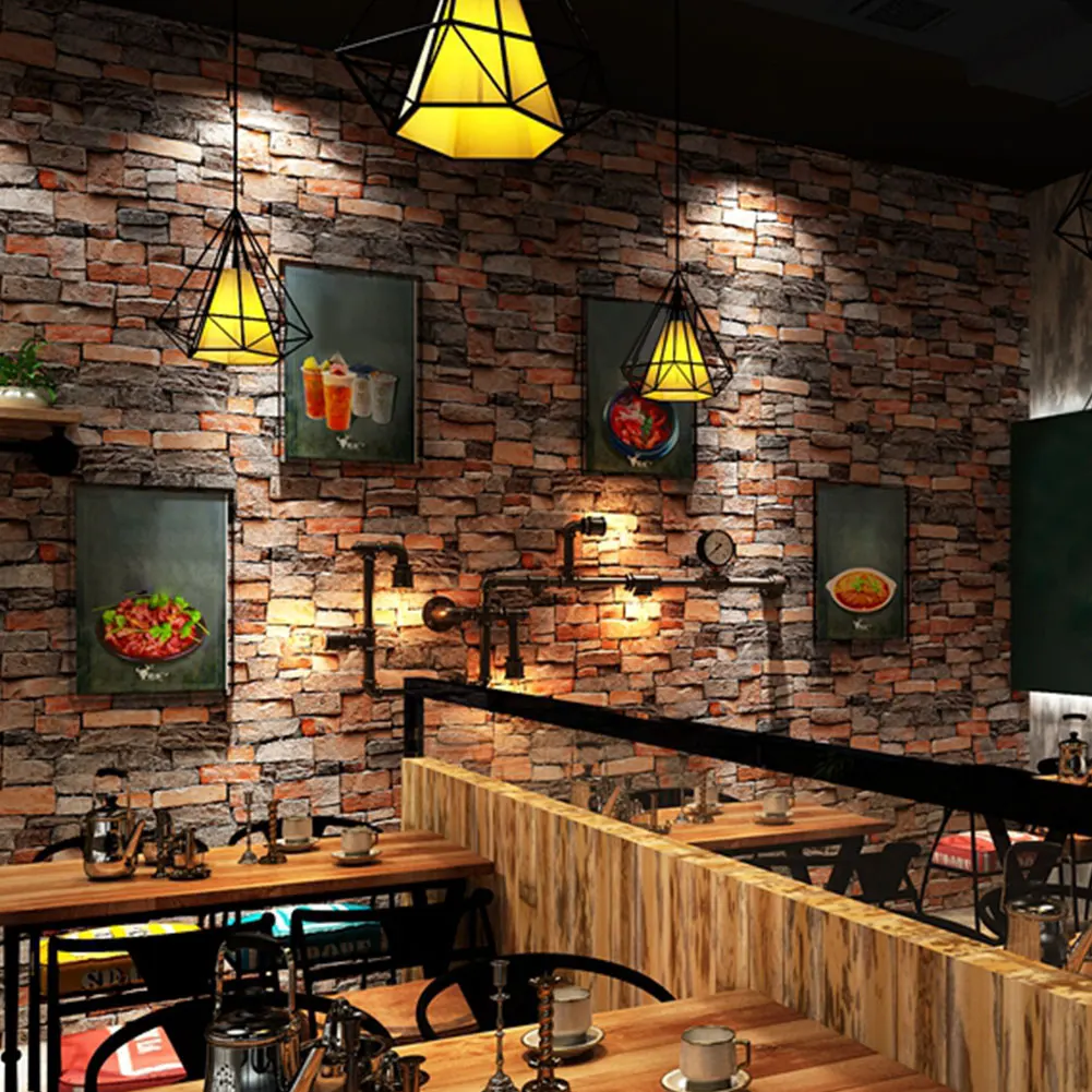3D кирпичная стена эффект обои имитация обои для баров обучения баров тема ресторанов 57,4 квадратных футов