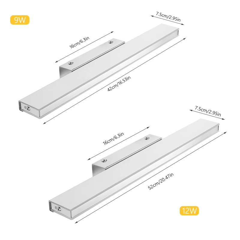DONWEI светодиодный настенная лампа, зеркало передний свет настенные лампы для ванной, 9 Вт, 12 Вт, 42 см 52 см современный Декор для дома из нержавеющей светодиоды для зеркал
