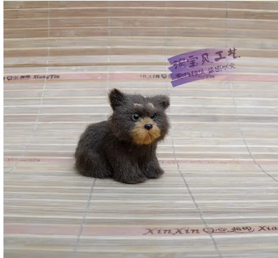 

mini simulation brown sitting bear toy handicraft resin&fur small bear dolls gift about 8x4x6.5cm 0911