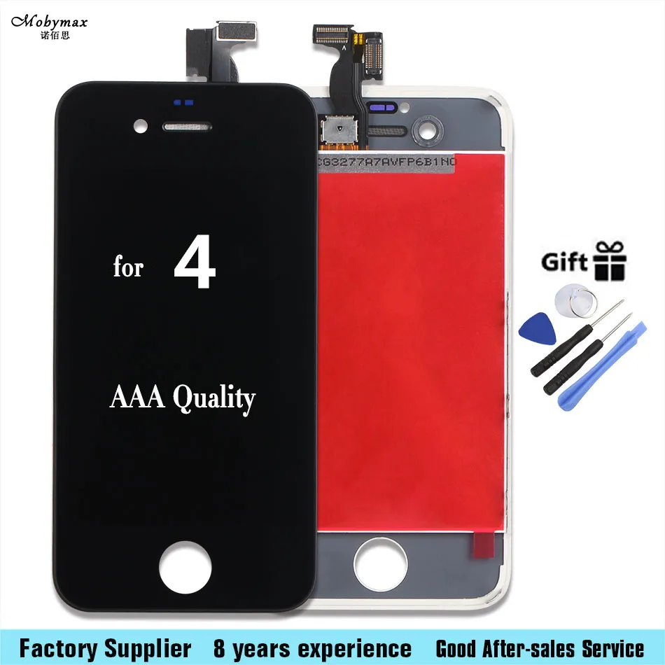 

Mobymax LCD Touch Assembly Digitizer Lens Screen for iPhone 4 A1332 LCD Screen Display with Tools Black White