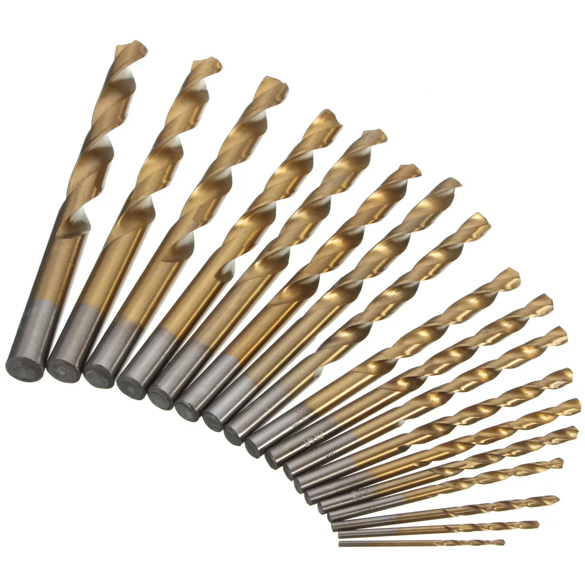 18pcs/Set High Speed Steel Twist Drill Bit Titanium Coated HSS 4241