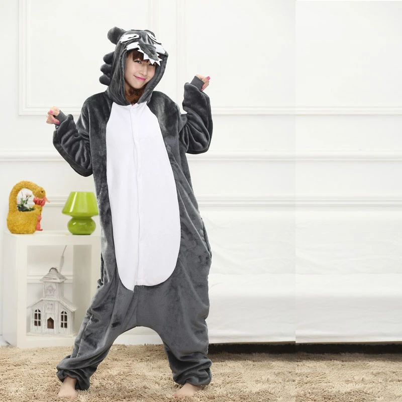 Elegante lobo Kigurumi pijama para adultos para las mujeres pijamas de una pieza ropa de dormir pijamas de Halloween fiesta de navidad| | - AliExpress