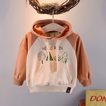 Детские толстовки; Новинка года; Весенняя хлопковая толстовка с капюшоном и большим карманом для девочек; цветная толстовка с длинными рукавами; одежда для маленьких девочек