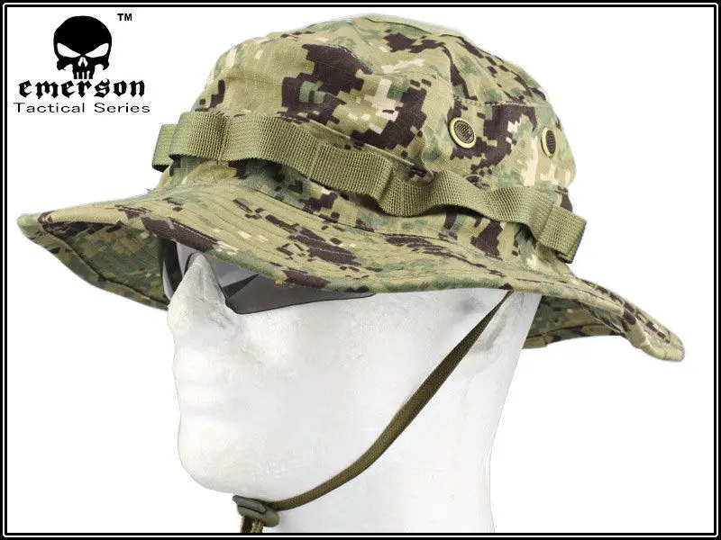 EMERSON-Chapéu Tático Militar do Exército, Camuflagem Boonie Chapéu, Anti-Scrape, Tecido De Grade, Cap De Caça, EM8740, Floresta, Exército, EM8740