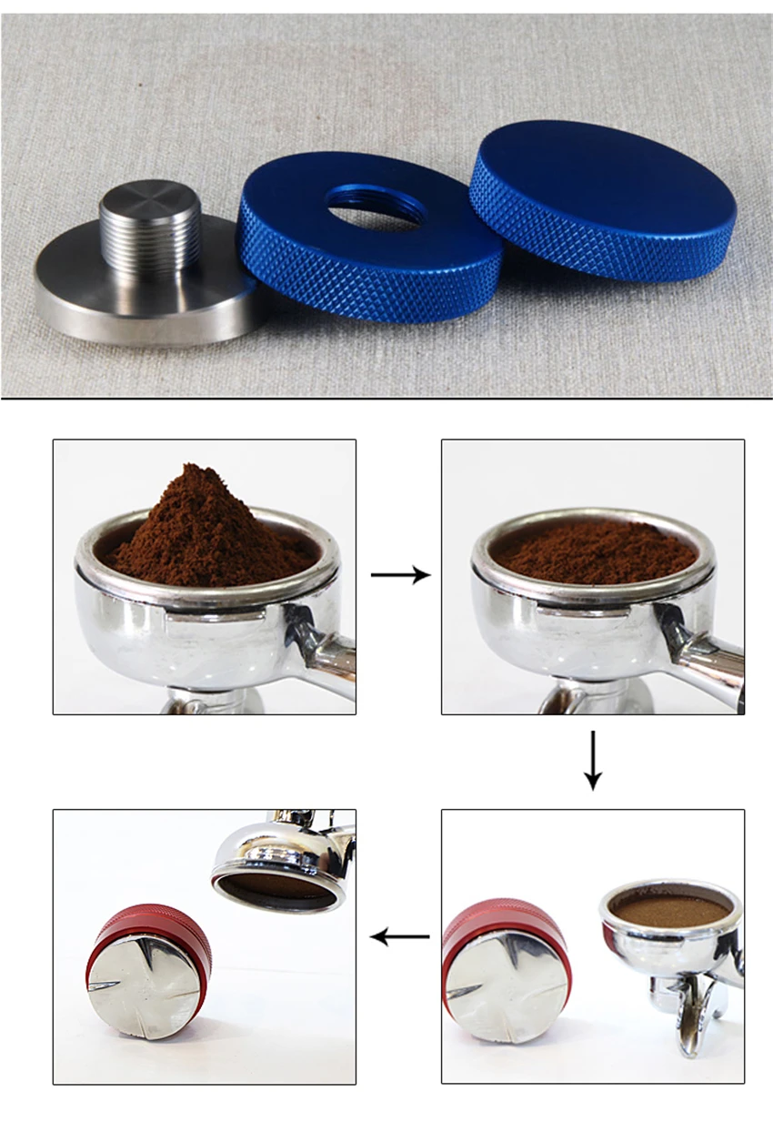 Регулируемый 304 из нержавеющей стали трамбователь для кофе эспрессо с тремя угловыми откосами база регулируемые распределительные инструменты Прямая
