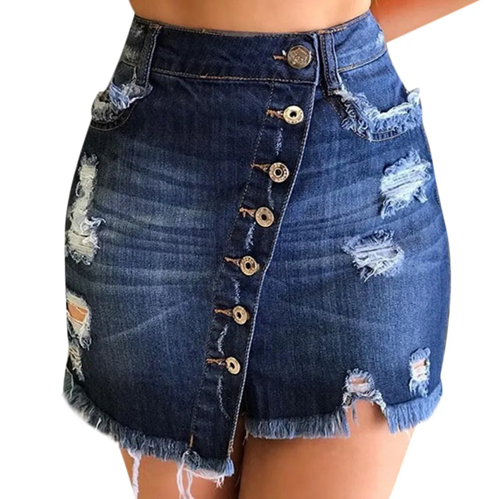 

Feitong Mini Skirts Short Under Summer Plus Size Shorts High waist Women's Denim Mini Skirt Prominent Figure Women's Skirt