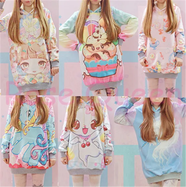 Harajuku Women Cute Lolita macaron Girl Hoodie Outwear Sweat Kigurumi Top Coat Harajuku Women Cute Lolita macaron Girl Hoodie Outwear Sweat Kigurumi Top Coat