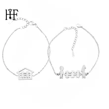 Два девушки дом семья браслет из нержавеющей стали отрегулировать длину браслет для Bestfriend семейный подарок Bijioux женский браслет