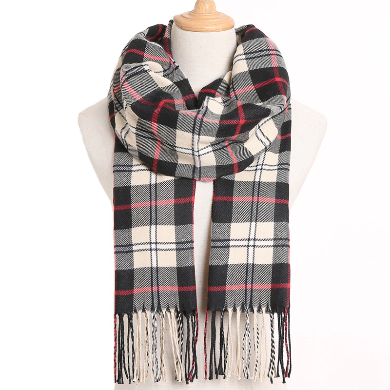 Зимний шарф Для женщин клетчатый шарф теплые дизайнерские Треугольники кашемировые платки Для женщин шарфы дропшиппинг VS051 - Цвет: N-28 (190cm X 35cm)